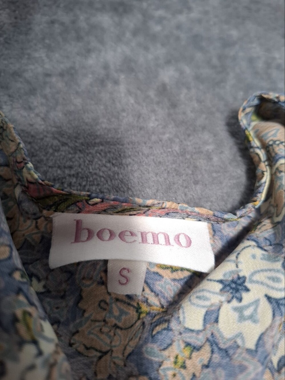 Boemo Lace-Up Tassel Maxi Dress Floral Multi Print S Cottagecore Paisant Layered - Picture 13 of 13